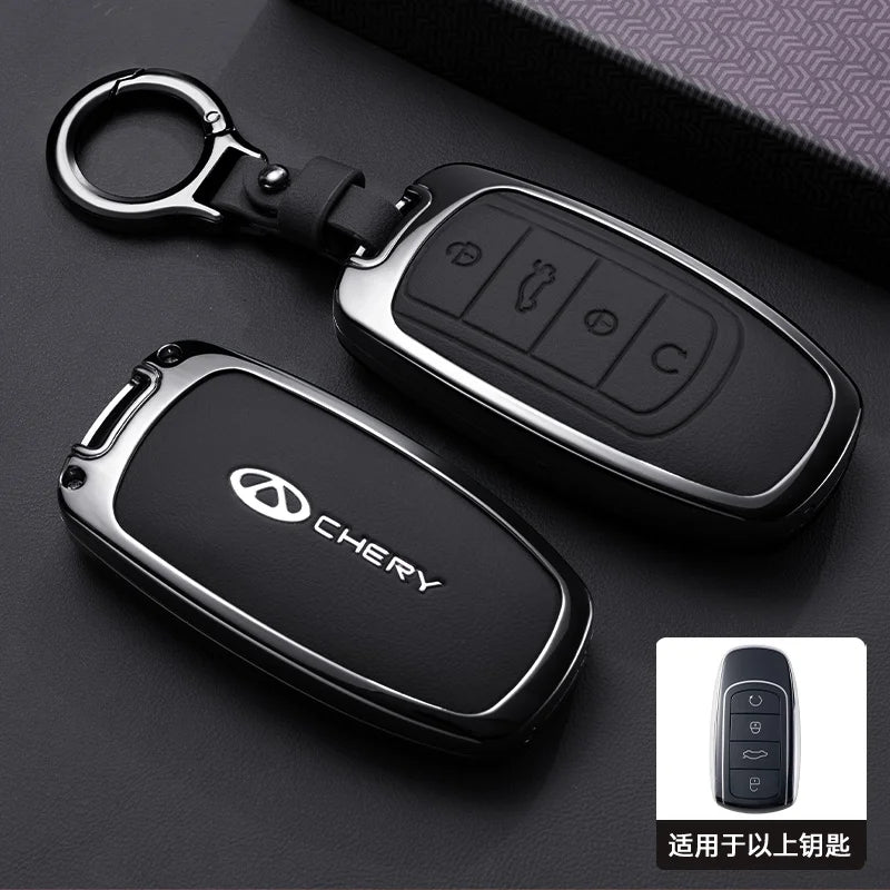 Chery Jaecoo Leather Key Case Holder with Chain - Tigo Omoda