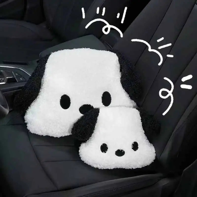 Puppy Plush Car Lumbar Pillow and Headrest Support Cushion