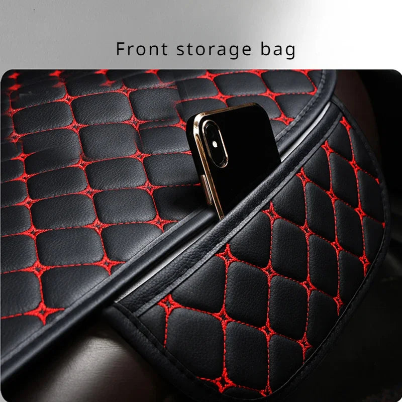 Leather Car Seat Cover – Wear-Resistant, Universal Four Seasons Cushion - 1pc Black and red