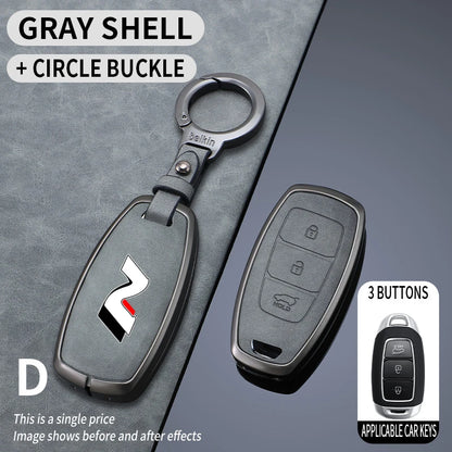 Metal Leather Car Key Case for Hyundai I30 Ix35 Kona Encino Solaris