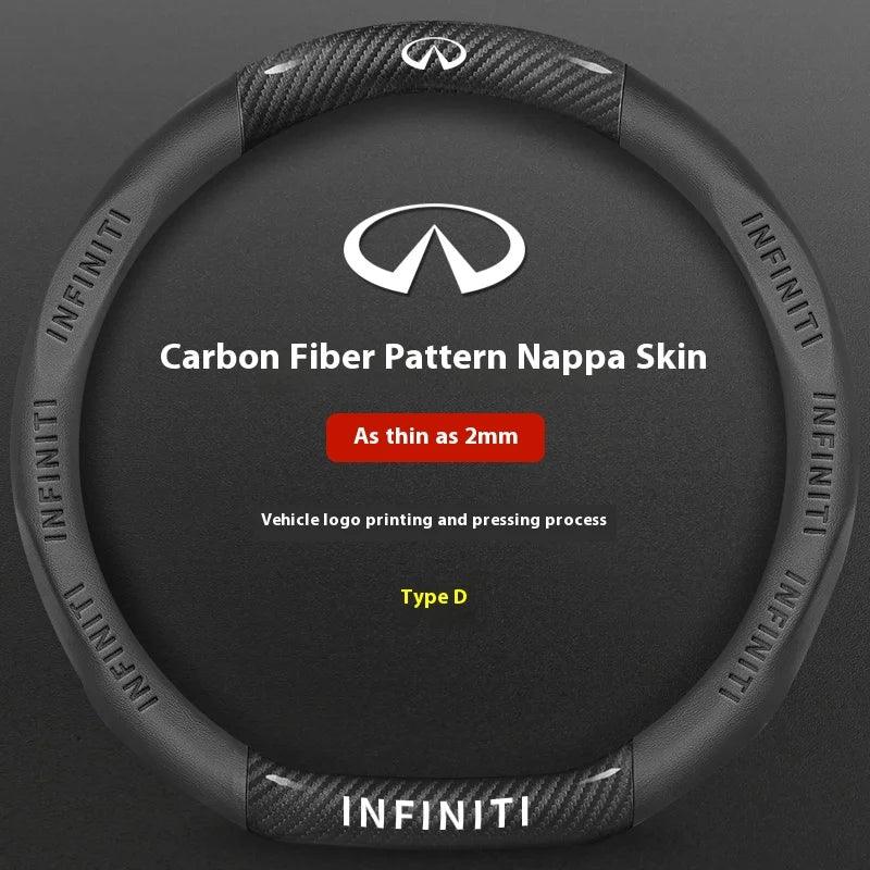Infiniti Carbon Fiber Leather Steering Wheel Cover - D Carbon Fiber Black