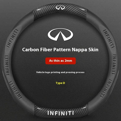 Infiniti Carbon Fiber Leather Steering Wheel Cover - D Carbon Fiber Black