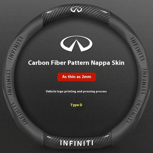 Infiniti Carbon Fiber Leather Steering Wheel Cover - D Carbon Fiber Black