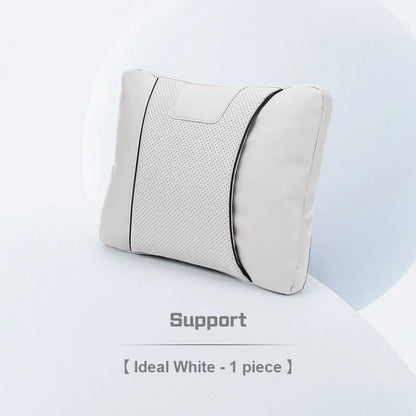 Custom Logo Leather Car Seat Neck Pillow & Lumbar Support Cushion