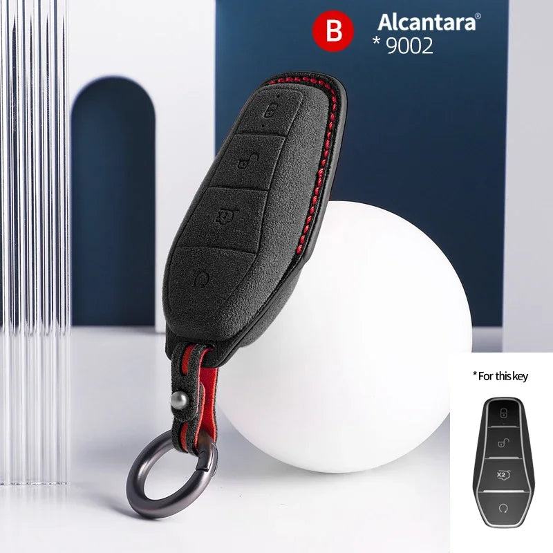 BYD Car Key Case Suede Leather Cover for Han EV Qin Song Atto 3