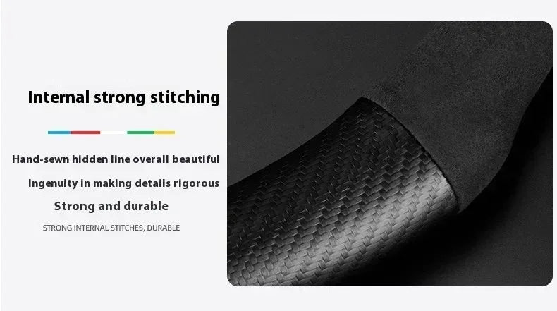 BYD Carbon Fiber Leather Steering Wheel Cover - D Black Leather