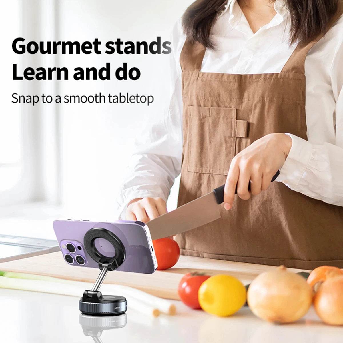 360° Magnetic Car Phone Holder – Vacuum Suction Mount - White