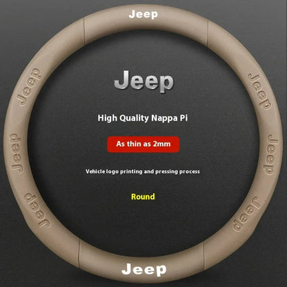 Jeep Wrangler Car Steering Wheel Cover - Leather Beige