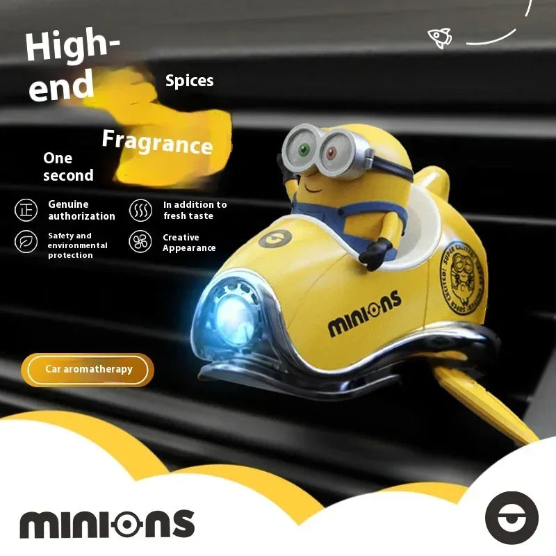 Minions Cartoon Car Air Freshener Rotating Propeller Outlet Fragrance Magnetic Design Auto Accessories Interior Perfume gift - A