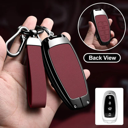 Zinc Alloy Leather Key Cover for Hyundai Santa Fe Tucson Solaris
