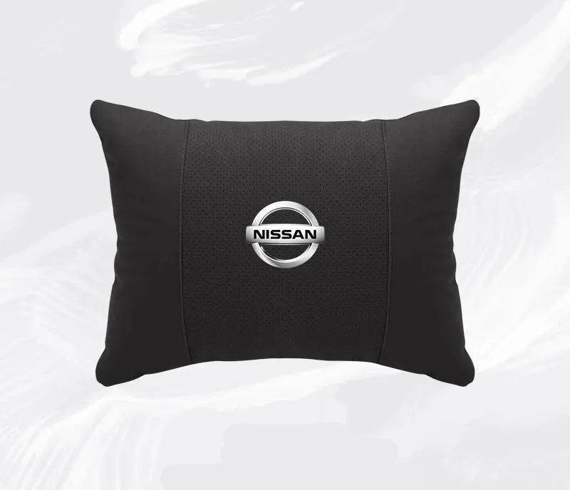Nissan Car Neck & Lumbar Support Pillow for Sentra, Altima, X-Trail, Qashqai, Kicks & More - headrest 1pc white