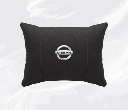 Nissan Car Neck & Lumbar Support Pillow for Sentra, Altima, X-Trail, Qashqai, Kicks & More - headrest 1pc white