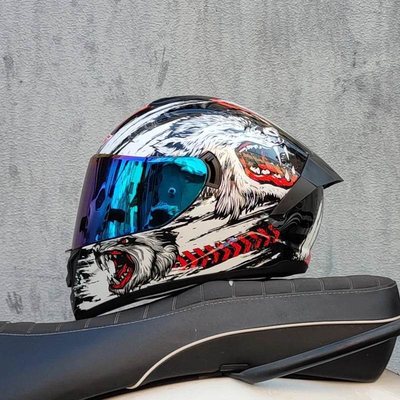 Double Visor Racing & Sports Motorbike Helmet - 17 / M