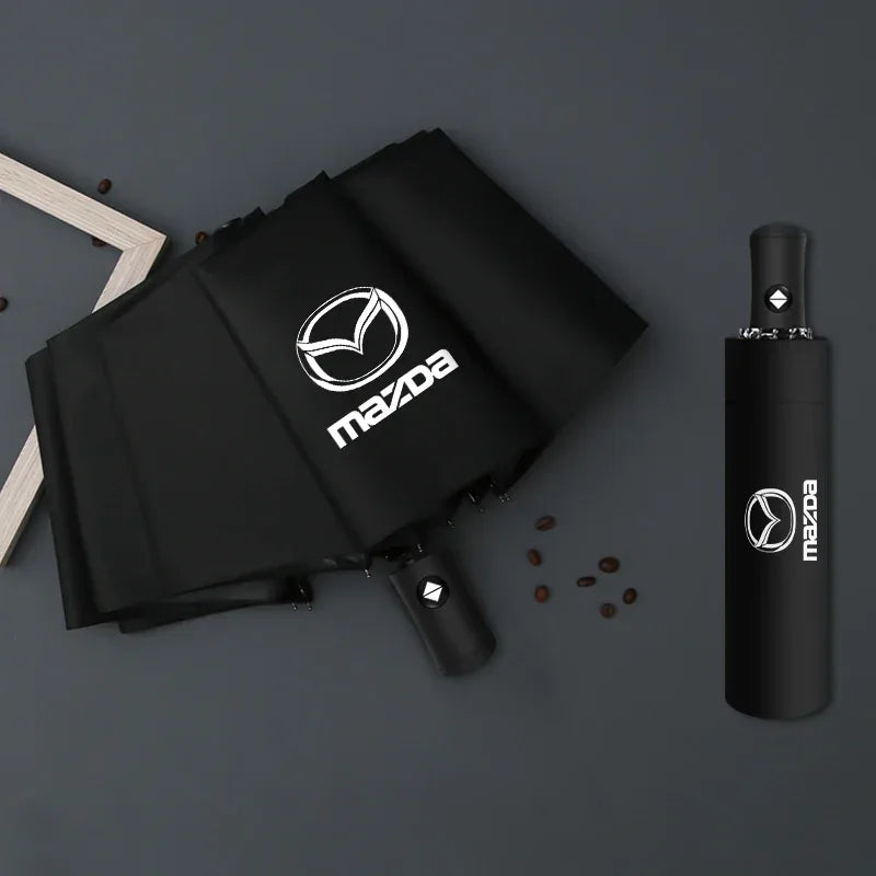 Mazda Automatic Foldable Car Umbrella | Portable Sun & Rain Cover - 