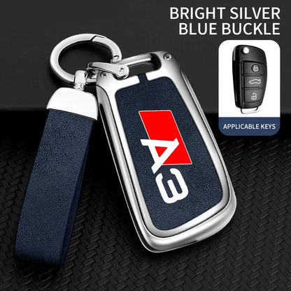 Zinc Alloy Leather Car Key Case Cover For Audi A3 S3 RS3 Keychain