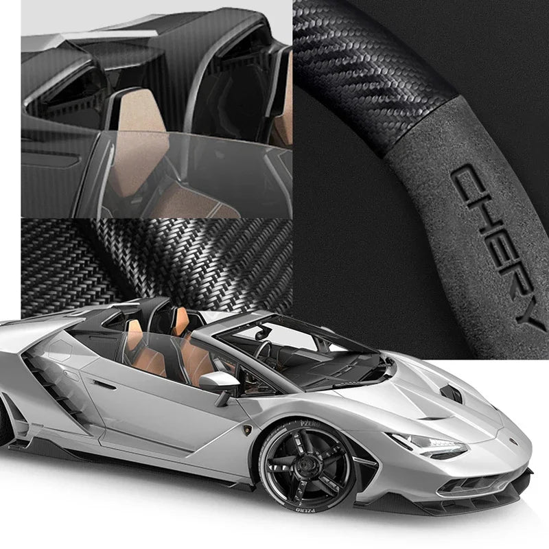 Buckskin Carbon Fiber Steering Wheel Cover for Chery Tiggo 7 8 Pro