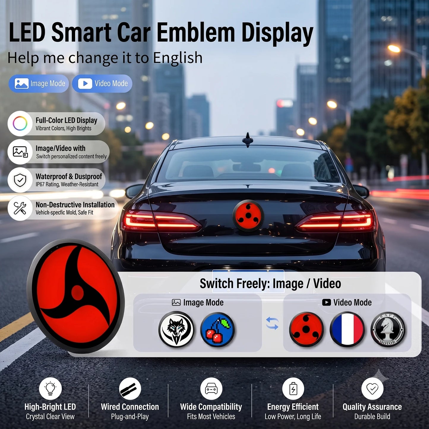 BMW Hood/Bonnet LED Logo Light with Dynamic Multi-Mode Remote Control