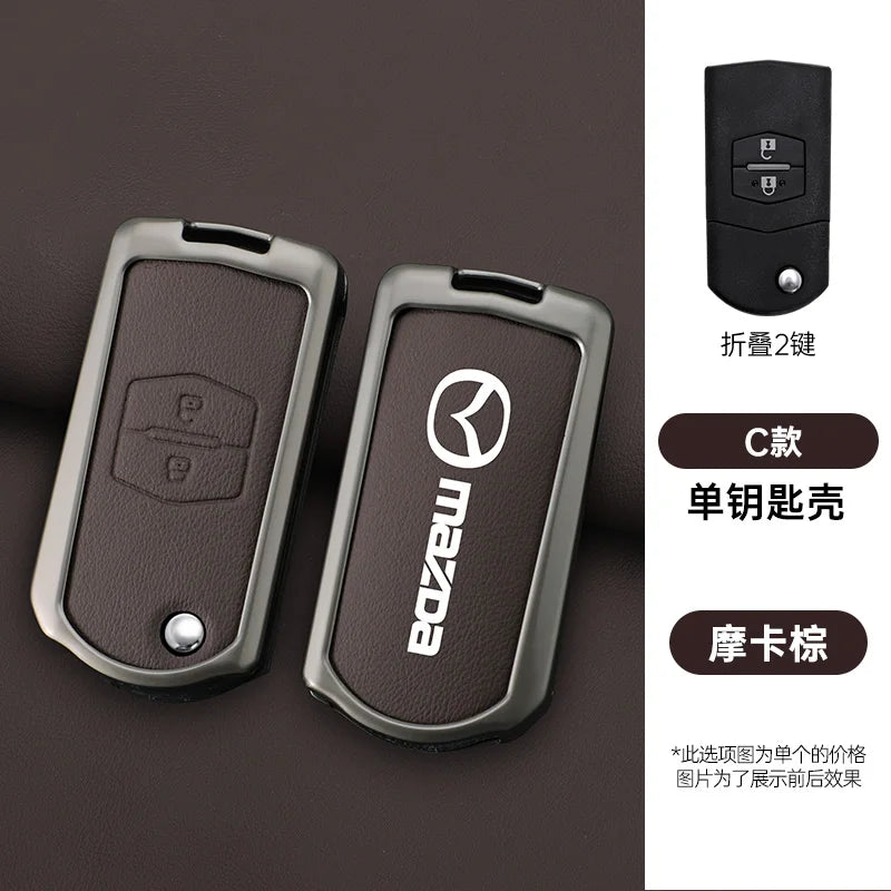 Genuine Leather Flip Key Case Cover for Mazda 2 3 5 6 8 CX5 CX7 CX9