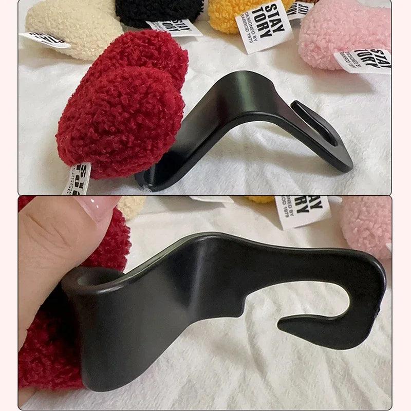 Retro Red Heart Car Trash Bin - Leather Headrest Hanging Organizer