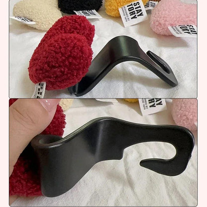 Retro Red Heart Car Trash Bin - Leather Headrest Hanging Organizer
