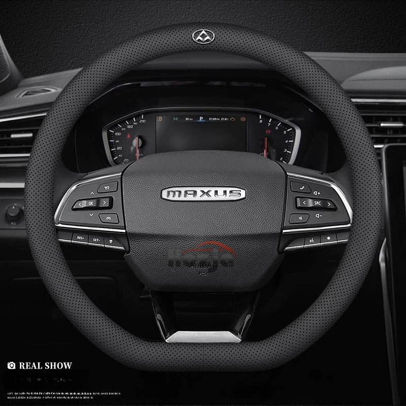 LDV Maxus Perforated Leather Steering Wheel Cover - D Shape / Perforated with Logo