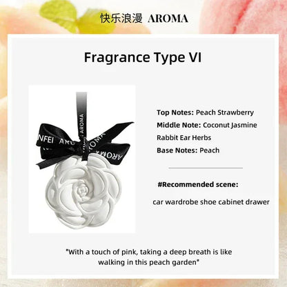 White Flower Hanging Car Air Freshener Perfume - F