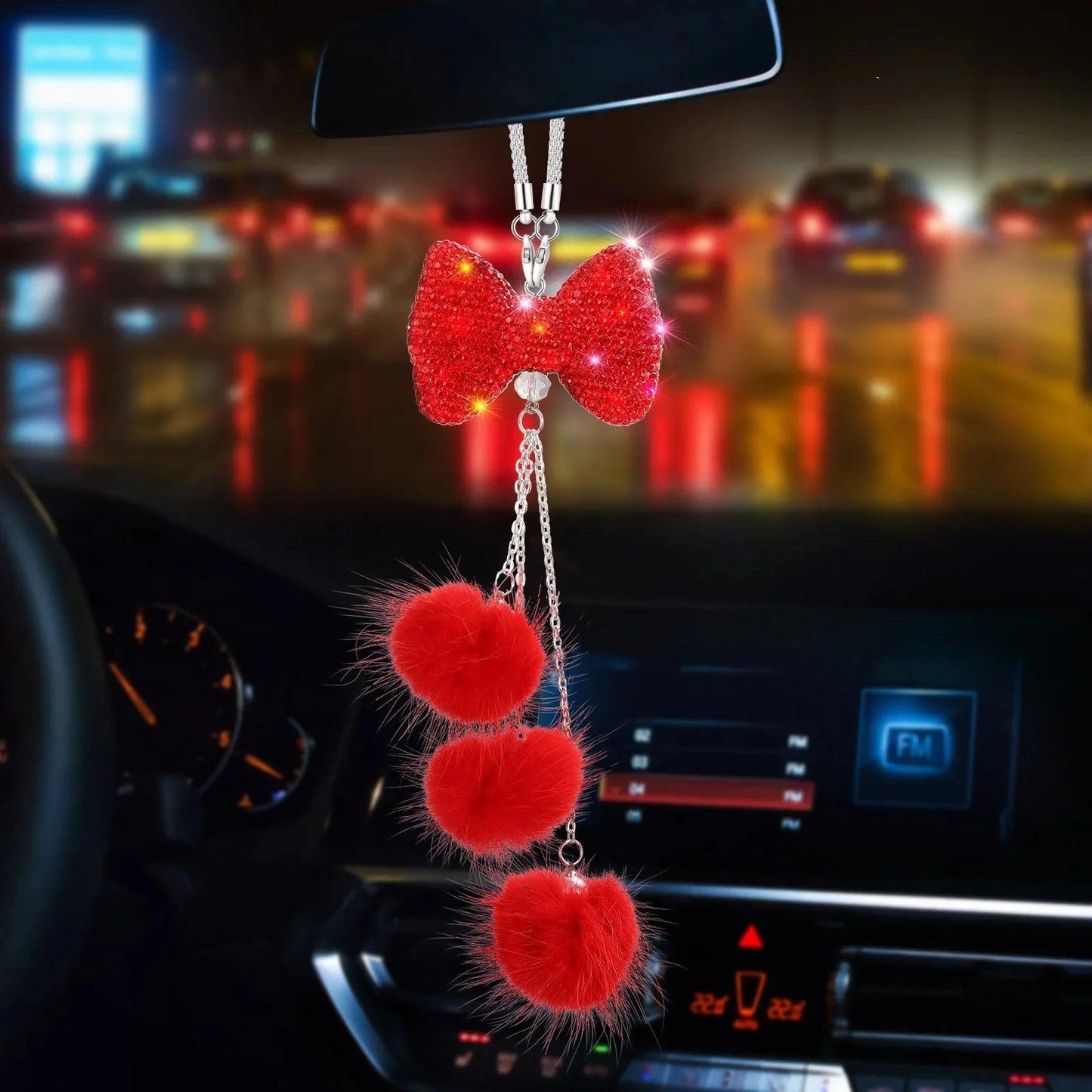 Diamond Crystal Bowknot Car Rearview Mirror Pendant Ornament