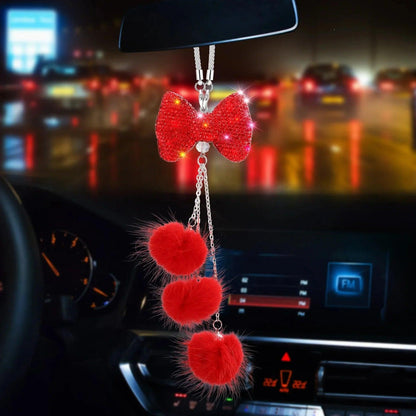 Diamond Crystal Bowknot Car Rearview Mirror Pendant Ornament