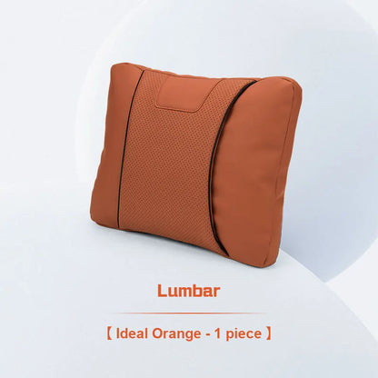 Custom Logo Leather Car Seat Neck Pillow & Lumbar Support Cushion