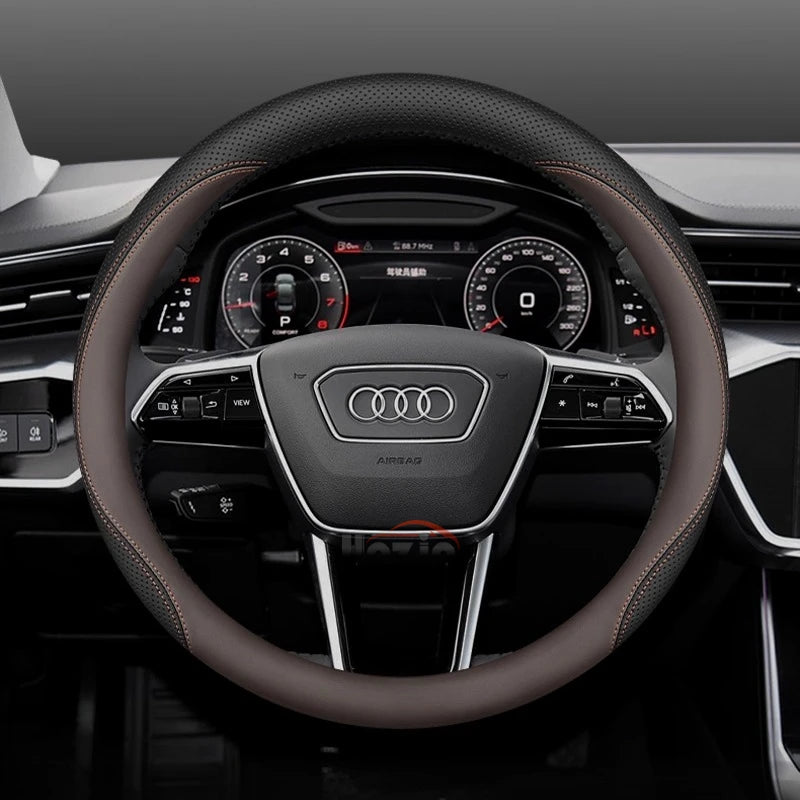 Leather Car Steering Wheel Cover for New Audi A3 8y Q7 q5 A5 B10 A1 rs3 s3 Sq5 Q8 Q4 Q3 A6 Etron 2025 Interior Accessories