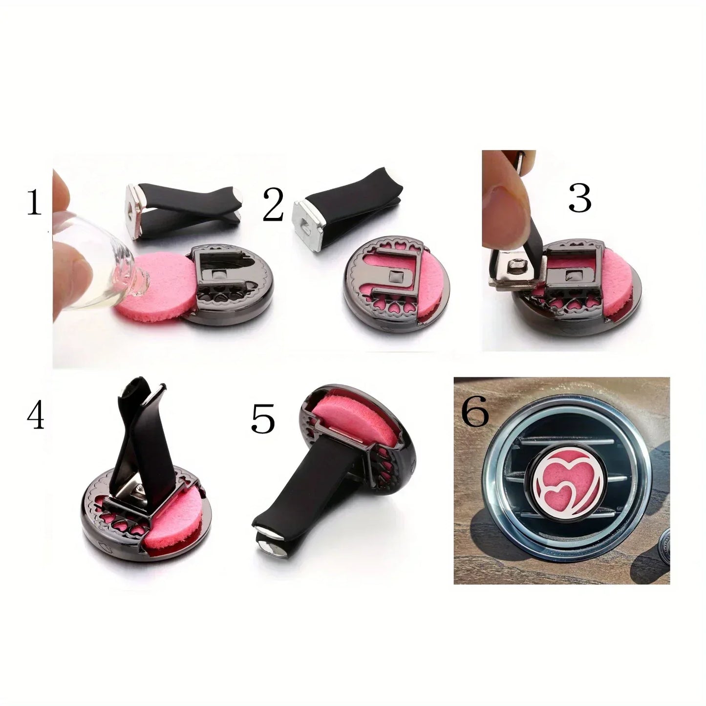 Refillable Car Air Freshener Vent Clip with 10 Pads - A