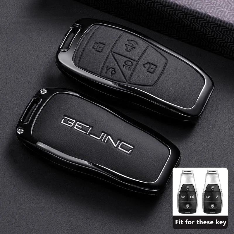 BAIC Leather Key Case - Style8-Black-1PC