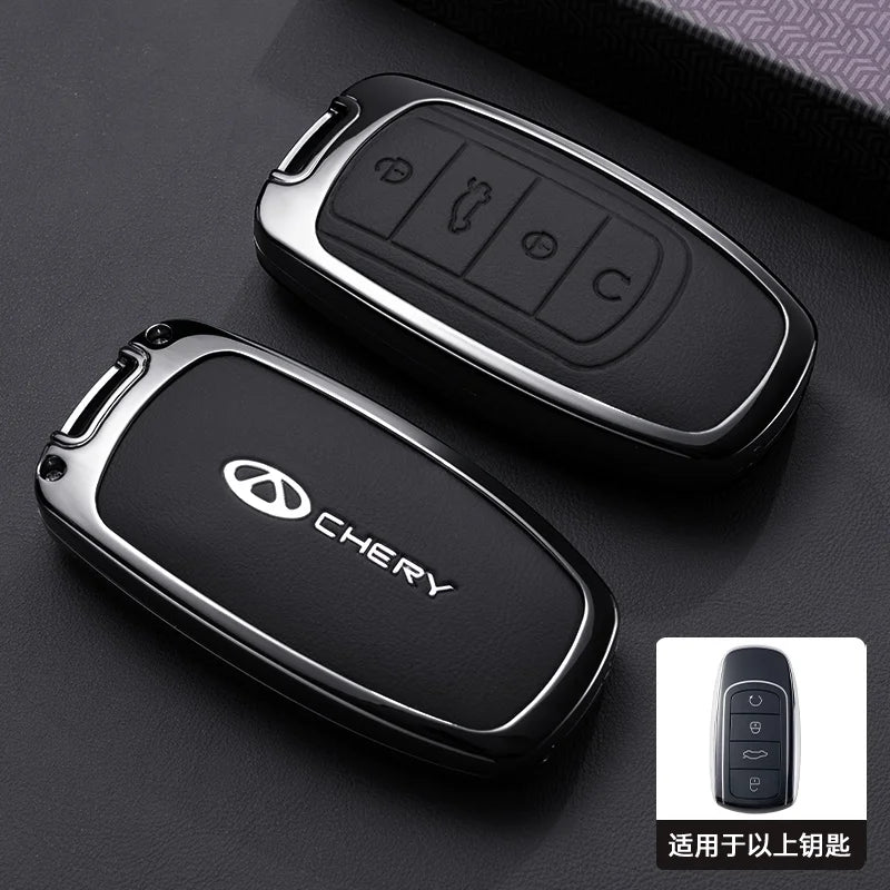 Chery Jaecoo Leather Key Case Holder with Chain - Tigo Omoda