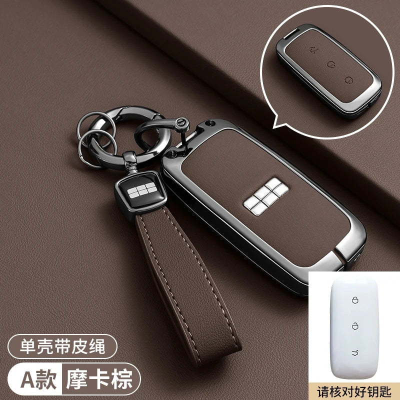 Zinc Alloy Leather Key Case Cover for Geely Galaxy EX5 Proton eM AS
