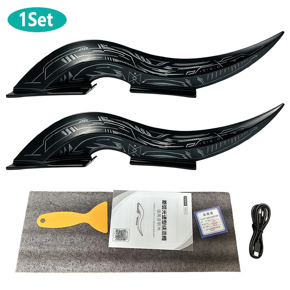 Dragon Horn Car Roof Fins with 32 LED Light Modes, Touch Dimmable