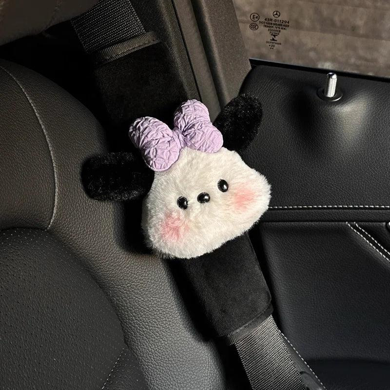 Cartoon Bow Dog Seatbelt Cover Cushion Pad - Kids Ladies Auto Safety