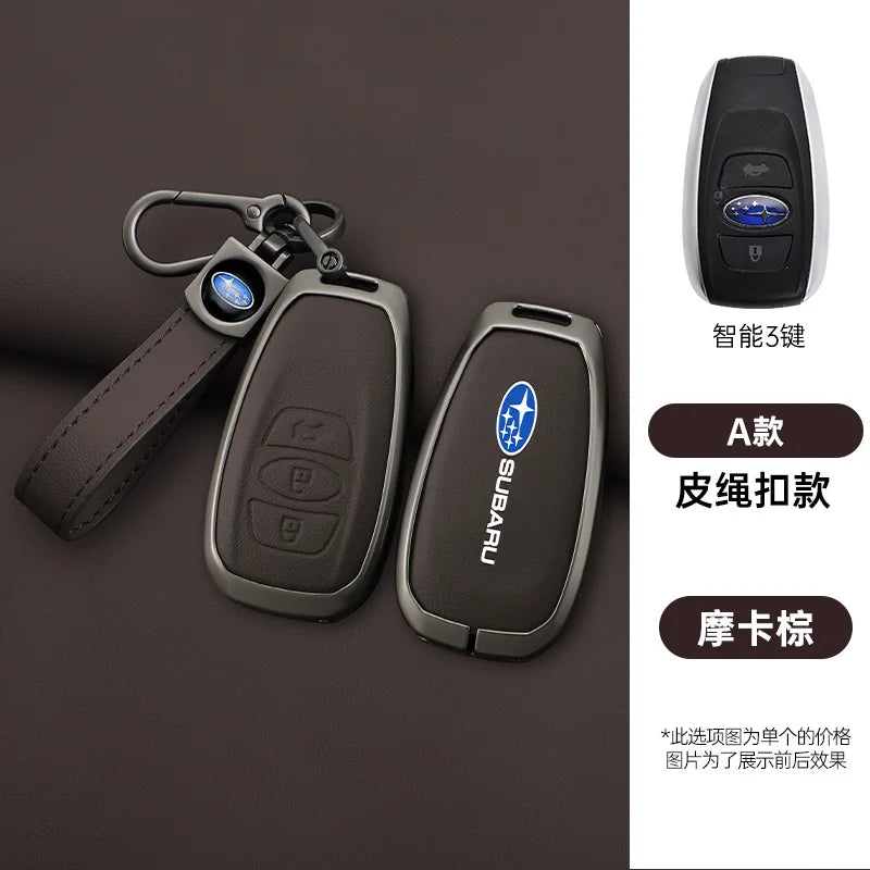 Zinc Alloy Leather Car Key Case Cover Subaru BRZ STI XV Forester