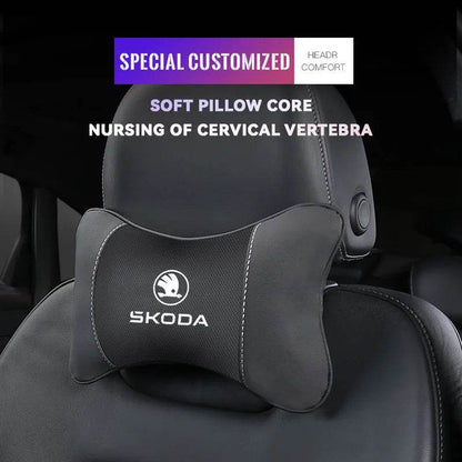 Car Seat Neck Pillow for Skoda – Compatible with Octavia, Superb, Rapid, Kodiaq, Karoq, Fabia, Kamiq & More - 