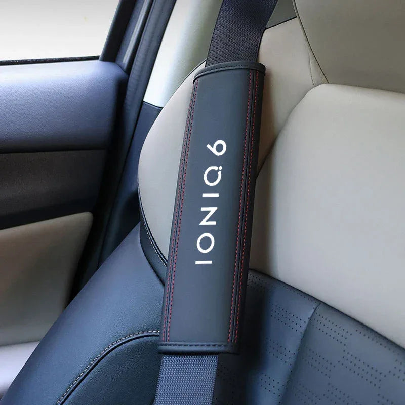 Hyundai Ioniq 6 Leather Seat Belt Shoulder Pads - Blue