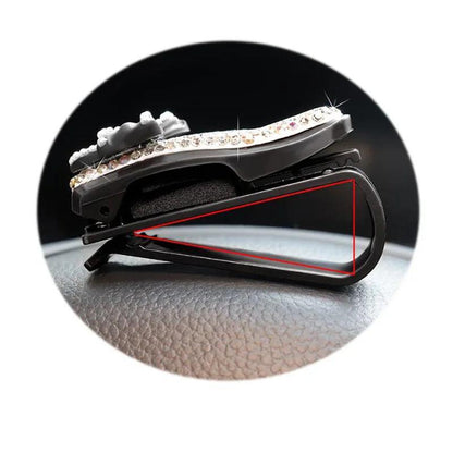 Rhinestone Bowknot Car Sunglasses Holder Visor Mount Clip