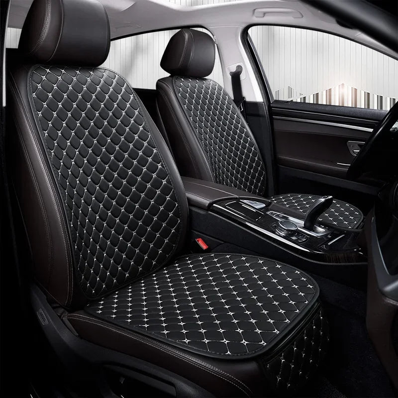Leather Car Seat Cover – Wear-Resistant, Universal Four Seasons Cushion - 1pc Black and red