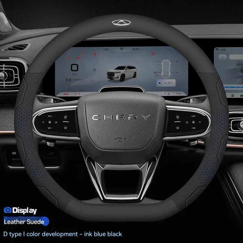 Chery Tiggo Karbonfiber Semsket Skinn Rattrekk