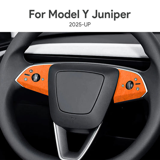 Tesla Model Y Steering Wheel Trim | Italian Suede Panel Stickers (2025+) - 6408 Bottom