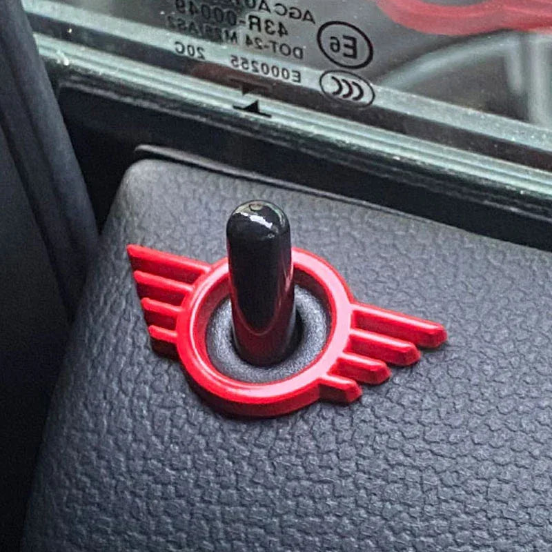 For MINI ONE Cooper S JCW R55 R56 R61 F54 F55 F56 F57 F60 Countryman Car Door Button Decoration Sticker Modification Accessories - red