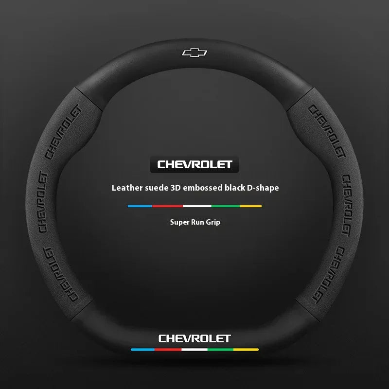 Chevrolet Suede Carbon Fiber Steering Wheel Cover - Type D Black B