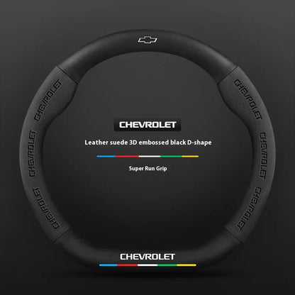 Chevrolet Suede Carbon Fiber Steering Wheel Cover - Type D Black B