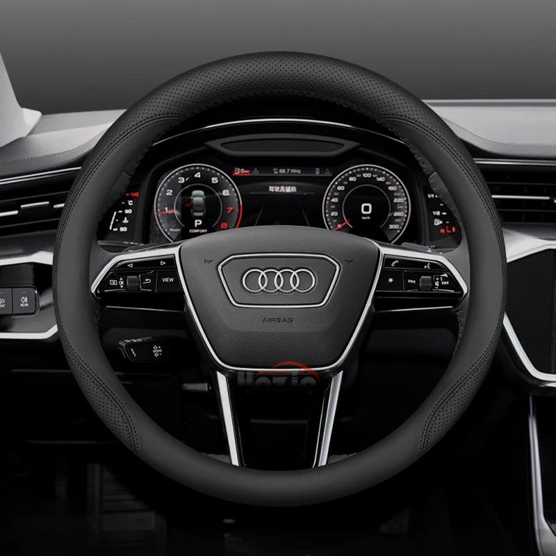 Leather Car Steering Wheel Cover for New Audi A3 8y Q7 q5 A5 B10 A1 rs3 s3 Sq5 Q8 Q4 Q3 A6 Etron 2025 Interior Accessories