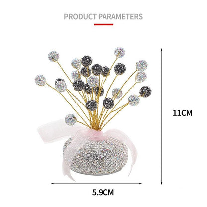 Diamond Crystal Car Dashboard Ornament with Balloon Ribbon Design