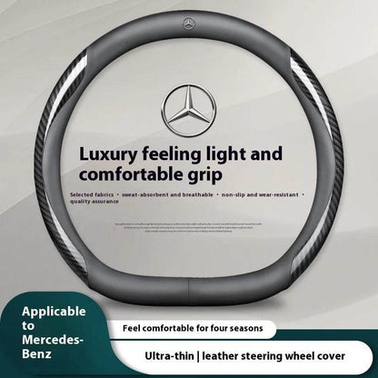 Mercedes Carbon Fiber Leather Steering Wheel Cover - 