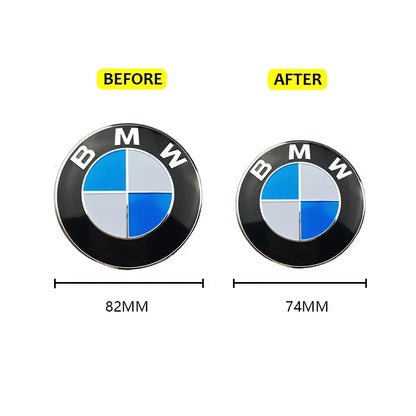 BMW Car Emblem Badge Hood & Trunk Logo 82mm / 74mm - Blue and White / 1pc 74mm